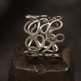 Brede zilveren ring 01516