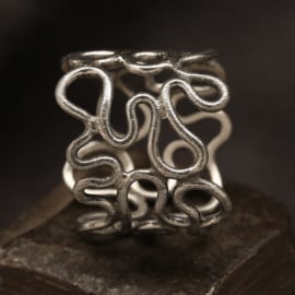 Brede zilveren ring 01516