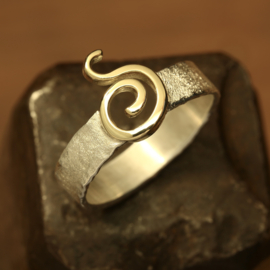 Zilver / gouden ring      026045