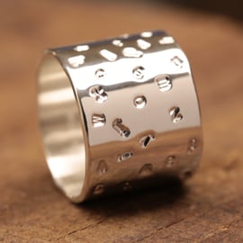 Zilveren letter ring  0113a