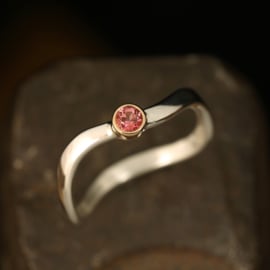 verkocht Zilveren ring met gouden zetting 01553