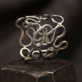 Brede zilveren ring 01516