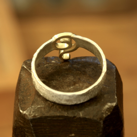 Zilver / gouden ring      026045