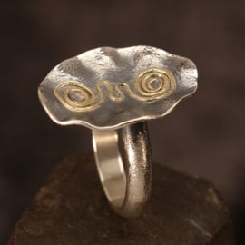 Zilveren ring  gouddraad  01528