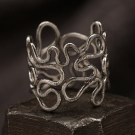 Brede zilveren ring 01516