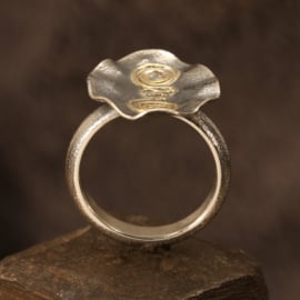Zilveren ring  gouddraad  01528
