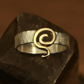 Zilver / gouden ring      026045