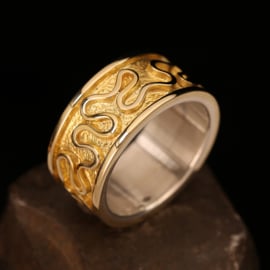 Zilver/Gouden ring 01105