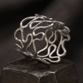 Brede zilveren ring 01516