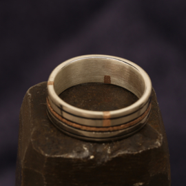 Zilver/wit/rood gouden ring 1138