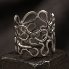 Brede zilveren ring 01516