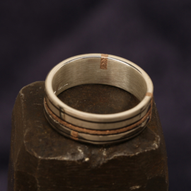 Zilver/wit/rood gouden ring 1138