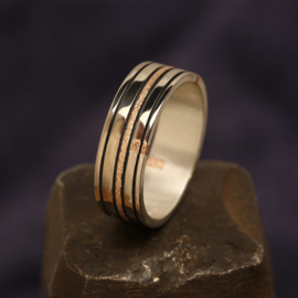 Zilver/wit/rood gouden ring 1138