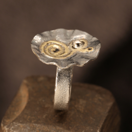 Zilver/gouden ring 01531