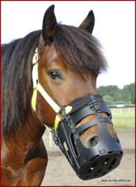 AS das Pferd  - Lederen graaskorf / graasmasker voor aan eigen halster