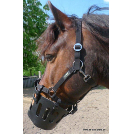AS das Pferd  - Lederen graaskorf / graasmasker voor aan eigen halster