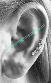 Helixpiercing met 5 steentjes