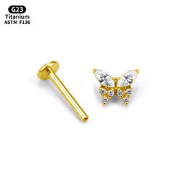 Top Butterfly + Zirconia Gold Titanium