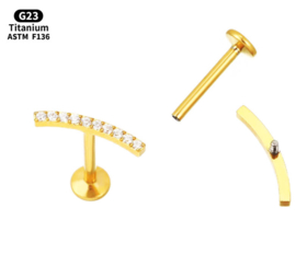 Top Zirconia Curved Bar Gold Titanium