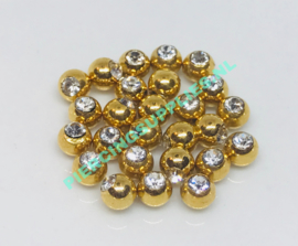 Gold Colored Jeweled ball screw on diverse maten