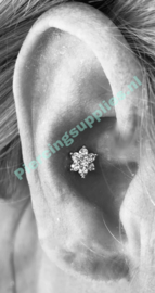 Helixpiercing met IJsbloem 1.2 x 8