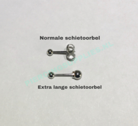 Schietoorbel lang staafje chirurgisch staal