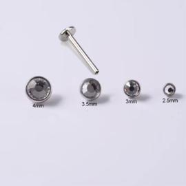 Labret Intern schroefdraad met steentje