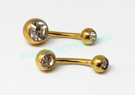 Gold Colored Double Jeweled Navelpiercing diverse maten