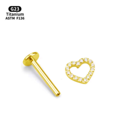 Top Heart + Zirconia Gold Titanium