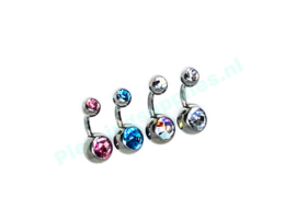 Double jeweled navel 1.6 x 6 mm