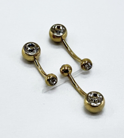 Gold Titanium Double Jeweled Navelpiercings
