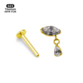 Top Oval + Zirconia Gold Titanium