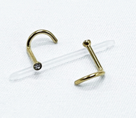 Gold Titanium Neuspiercing met steentje