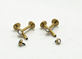 Gold Titanium Internal Labrets 1.2 mm met steentje