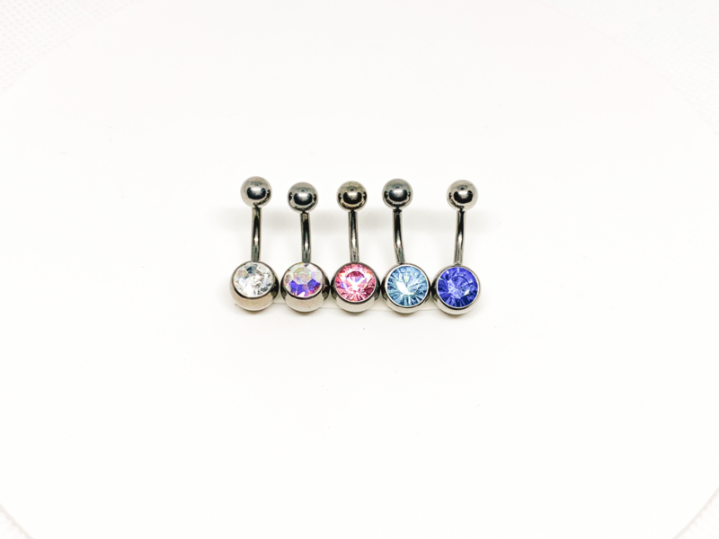 Single jeweled navel 1.6 x 14 mm (Keuze: 14mm Crystal TT) Single jeweled navelpiercings | PiercingSupplies