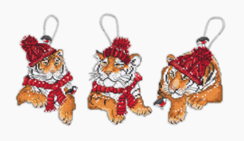 Borduurpakket LETI 8017 Christmas Tigers Toys kit of 3 pieces