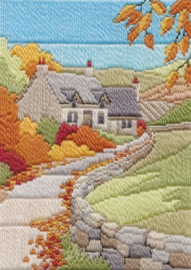 PLATSTEEK PAKKET LONG STITCH SEASONS - AUTUMN COTTAGE - DWD