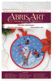 AHM-026 Borduurpakket ABRIS ART - Snowman Cat - Kerstman Kat