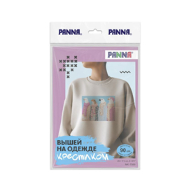 7550  Borduurpakket Stylish pigeons - PANNA (met wateroplosbaar canvas, GEEN STOF)