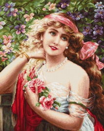 549 YOUNG LADY WITH ROSES (petit point)