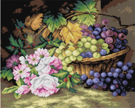 Voorbedrukt stramien Mand met druiven - ORCHIDEA 40 x 50