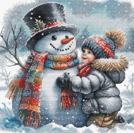 086 - Borduurpakket AVA Stitch - Boy and his Snow Friend - Het Jongetje met zijn Sneeuwvriendje