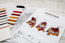 Borduurpakket LETI 8017 Christmas Tigers Toys kit of 3 pieces