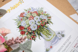 Borduurpakket HobbyJobby - The Passion Bouquet - Het Boeket van Passie