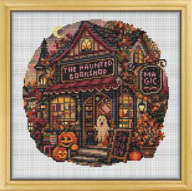 Borduurpakket Awesome Pattern Studio - Haunted Bookshop - Spook Boekenshop