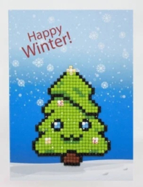 Diamond Painting kaart Wizardi - Happy Winter - 14 x 10 cm