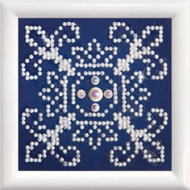 Diamond Dotz - White on Blue - 10 x 10 cm - met lijst