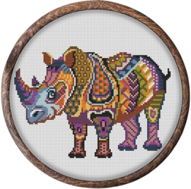 Borduurpakket Mandala Neushoorn - 287 - Awesome Pattern Studio