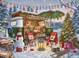 Borduurpakket LETI 9990 Christmas Trailer - Kerst Camper - Leti Stitch
