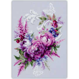 070-004 Borduurpakket Purple Silk Peonies - Magic Needle